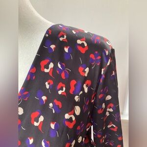 HAVEONE Elegant Red, White, Blue Floral Dress in Black - Long sleeve- Size M & L